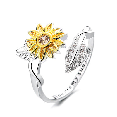 Gold & Silver Sunflower Elegance Ring